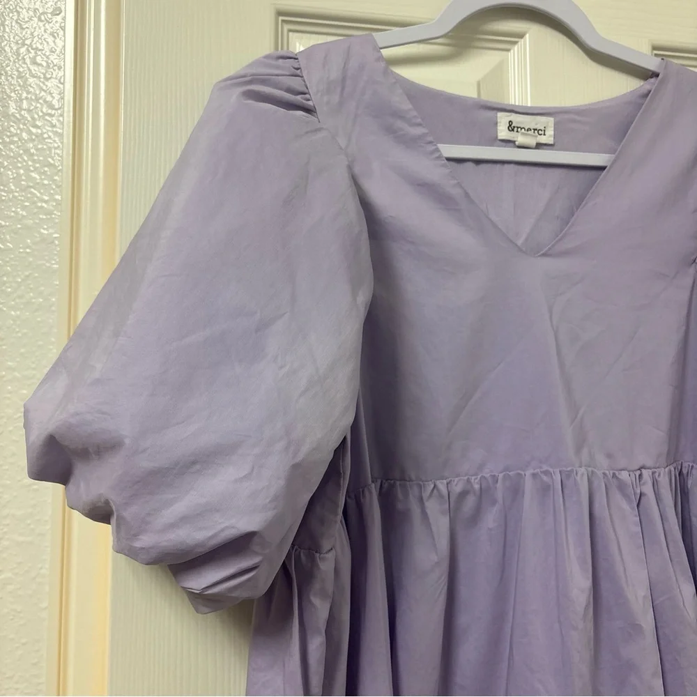 &merci Purple Lavender Puff Sleeve Dress - Picture 2 of 9